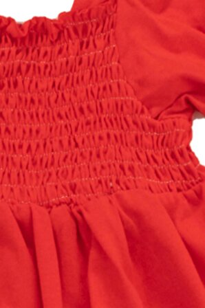 Fiyonklu Gipeli Kız Bebek Elbise Kırmızı