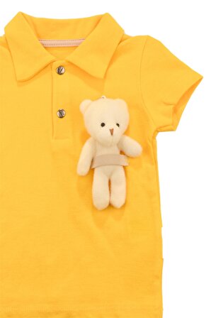 Ayıcık Aksesuarlı Erkek Bebek 2li Takım Sarı