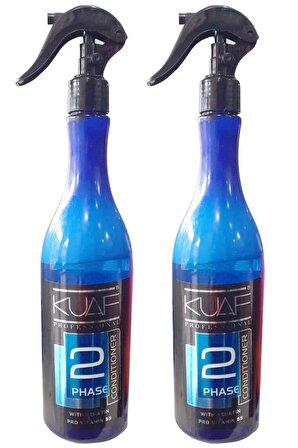 Kuaf Conditioner Çift Fazlı Fön Suyu 400 Ml. 2'li-Keratin ve Pro Vitamin B5-Mavi