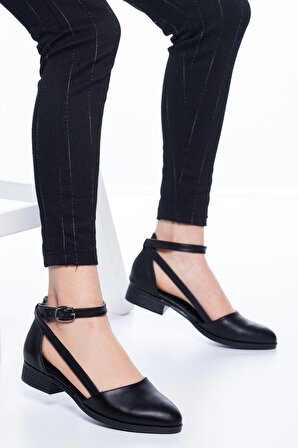 Rayna Kısa Topuk  Cilt Ayakkabı Siyah