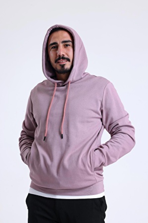 Gül Kurusu Yandan Cepli Kapüşonlu Sweatshirt