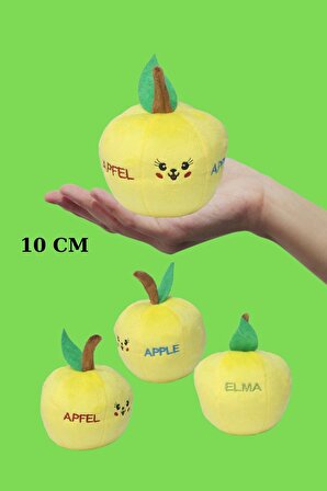 Okul Öncesi Elma Peluş Oyuncak Meyve 10 cm Kelime Öğretici Tr-İng-Alm