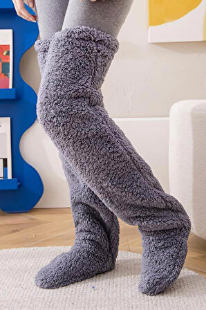 Termal Çorap Sock Peluş Uyku Çorabı Welsoft Diz Üstü Oda Çorabı Ayak Isıtıcı Uzun Gonç Çorap