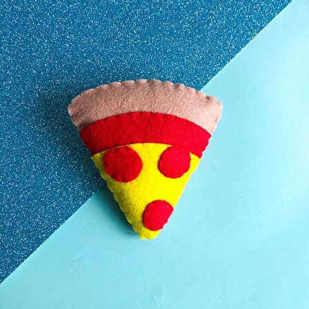 Playseba 2 Parça Pizza Dilimi ve Patates Kızartması Organik Keçe Oyuncak Seti - %100 El Yapımı