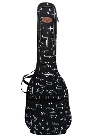 Profesyonel Su Geçirmez 20 Mm Pedli Gigbag Klasik Gitar Kılıfı Nota Desenli -Ahşap Pena Kolye Hediye