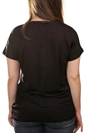 Kadın Siyah Blok Renk Salaş T-Shirt