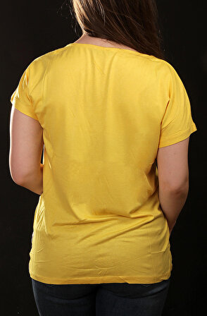 Kadın Sarı Blok Salaş T-shirt