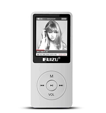 Ruizu X02 Ultra İnce MP3 Çalar 4GB FM Radyo Beyaz