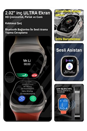 Prepare Watch 8 Ultra Plus Pro Siyah Akıllı Saat