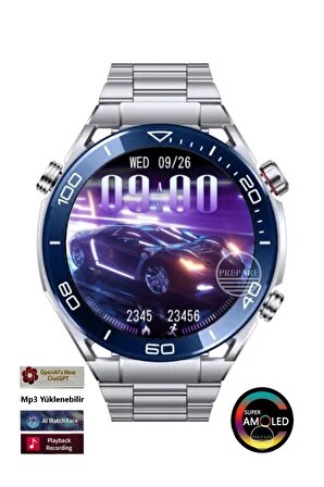 Smart Watch Pro D4 Amoled Akıllı Saat 3x Kordon Metal Deri Silikon 1.43inc Full Hd Amoled Ekran