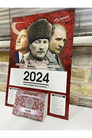 Atatürk Kartonlu Takvim Ömür Yapraklı 