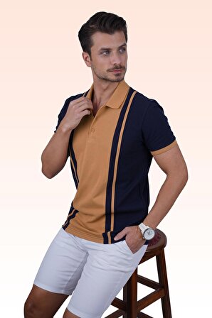 Lacivert Hardal Çift Renkli Hediye Kutulu Polo Tişört
