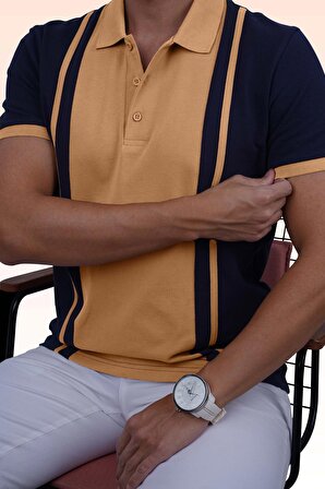 Lacivert Hardal Çift Renkli Hediye Kutulu Polo Tişört