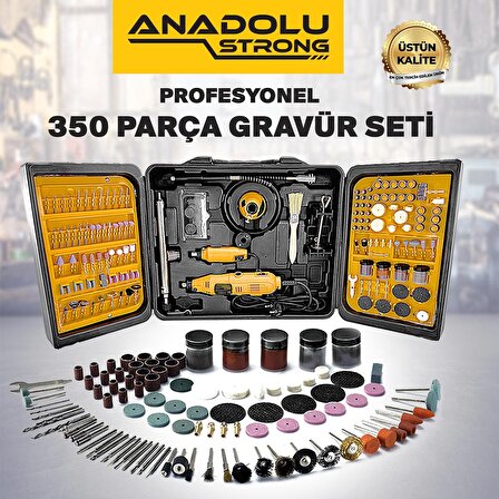 Anadolu Strong 350 Parça  Çift Makinalı Gravür Oyma Dremel Taşlama Zımpara 130 W