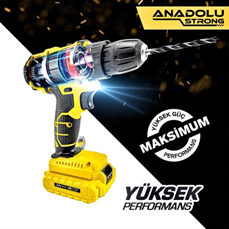 Anadolu Strong ANS1072 24 Volt Sarı Çift Akülü Matkap Seti