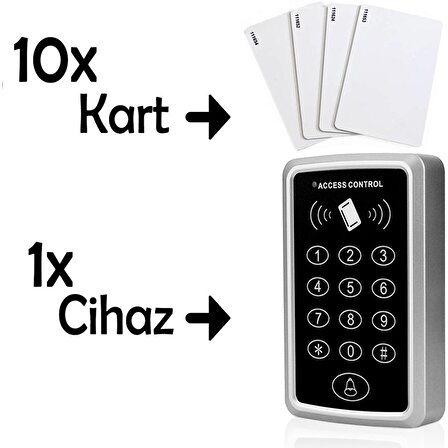 Sonex Rfid Şifreli Kapı Kilidi Kartlı Geçiş Kontrol Sistemi + 10 Adet Proximity Kart