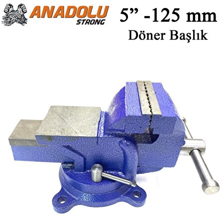 Anadolu Strong Büyük Boy 125mm 5" 360" Dönerli Taban Dövme Çelik Sabit Tezgah Masa Mengenesi