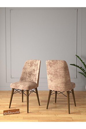 Riff Serisi , 80x130 Kapalı 80x170 Açık Barok Mutfak Masa Takımı 6 Cappucino Sandalye