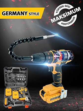 Germany Style 24 Volt Sarı Torklu Matkap Seti