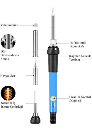 Electrimax 60W Sıcaklık Ayarlanabilir Kalem Havya Lehim Makinası