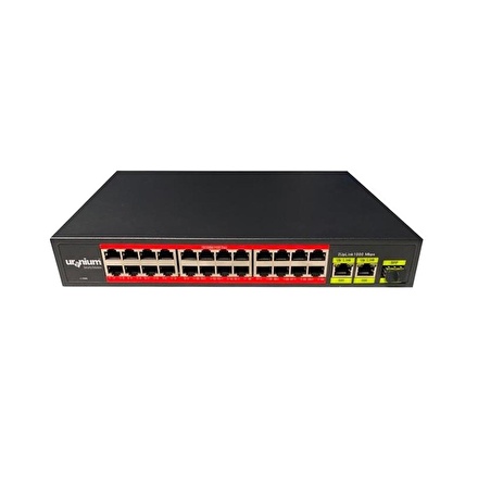 Uranium POE-2421SFP-300W 24 Port PoE + 2 Port Gigabit Uplink + 1 Port SFP Rackmount 300W PoE Swicth