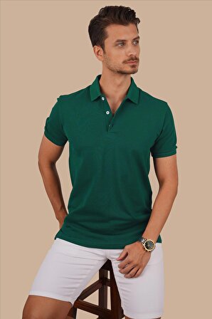 Yeşil Yaka Desenli Hediye Kutulu Erkek Polo Tişört
