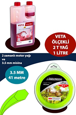 Germany Style 3 ADET 6 Köşe 3.5 mm 41 Metre Tırpan Misinası ve 1 Litre 2 T Yağ Sağlam Dayanıklı Misi