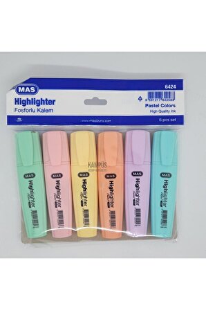 Pastel Highlighter Fosforlu Kalem 6'lı