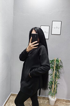 Siyah Uzun Model Sweatshirt