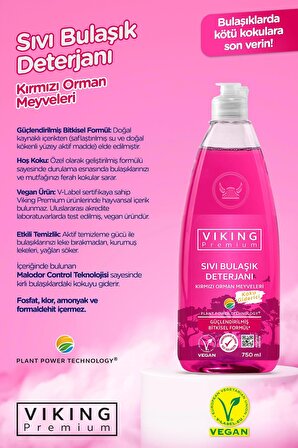 Viking Premium 3'lü 750 ml Orman Meyveli Fesleğenli Limonlu Elde Yıkama Deterjanı