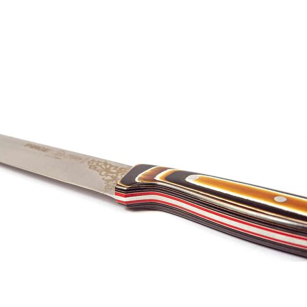 Pirge 32050 Elite Mutfak, Ekmek Bıçağı 15,5 cm - Kahverengi Perçinli Kompozit Sap