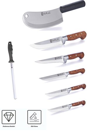 SürLaz Eko Mutfak Bıçağı Seti 7'li Kahverengi - Siyah 