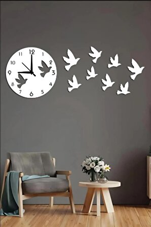 Kuş Tasarımlı Dekoratif Duvar Saat01