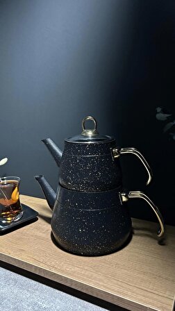 Granit Çaydanlık Takımı Gold Kulplu