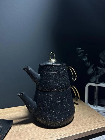 Granit Çaydanlık Takımı Gold Kulplu