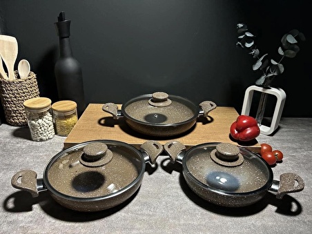 6 PARÇA GRANİT OMLET SET 18-20-22 CM