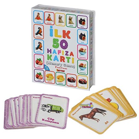 Diytoy İlk 50 Hafıza Kartı Flash Cards Bebek Zeka Oyunları Eğitici Oyuncak