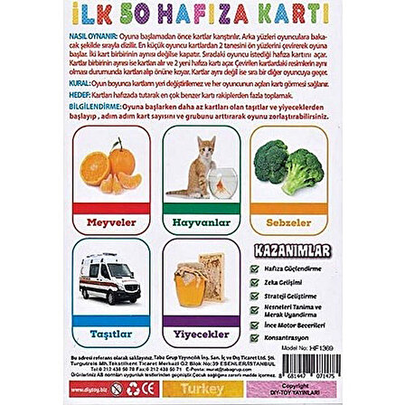 İlk 50 Hafıza Kartları Zeka Ve Hafıza Gelişimi Eğitici Set