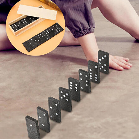 Domino Taşı Oyun Seti Ahşap Saklama Kutulu Eğitici Oyuncak