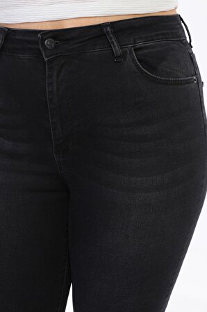 Kadın Büyük Beden Yüksek Bel Full Likralı Dar Kesim Kot Pantolon