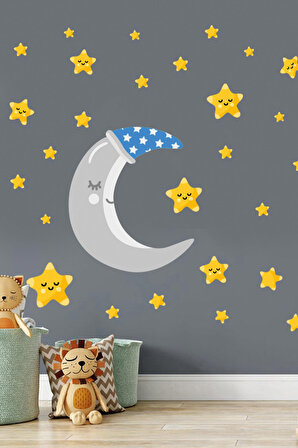 Ay ve Yıldızlar Duvar Sticker