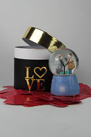Sevgiliye Kar Küresi Love Yazılı Kutu 365 Gün Aşk Sözler Concept Hediye