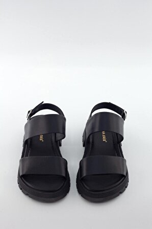 Siyah  Deri Kadın Sandalet