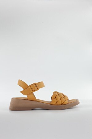 Oranj Deri Kadın Sandalet