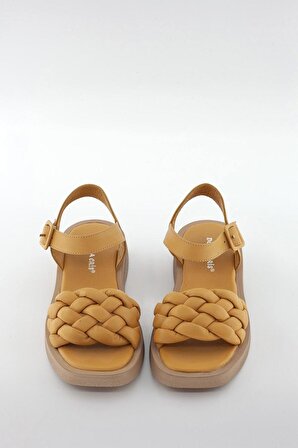 Oranj Deri Kadın Sandalet