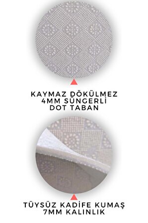 Kreatif Halı Yıkanabilir Oval Halı Kaymaz Tabanlı Halı Kadife Kumaş Süngerli Dot Taban Oval Yolluk