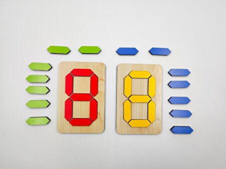Montessori Ahşap Rakam Oluşturma - Puzzle 2'li set 4 Renk