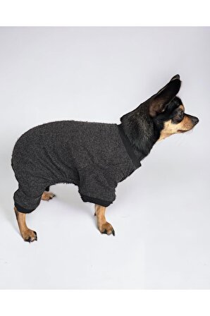Basic Anthratice Penye Cırtcırtlı Köpek Tulumu, Köpek Kıyafeti