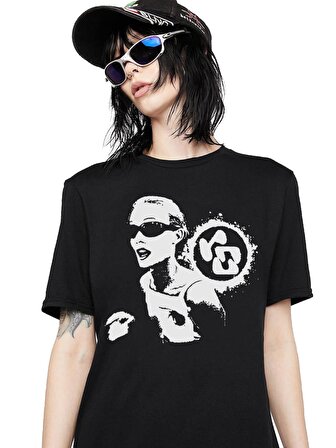 Punker Girl Gothic Grunge Baskılı Oversize Tişört