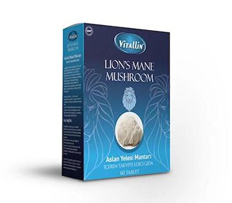 Vitallin Aslan Yelesi Mantarı 60 Tablet Lion's Nane Mushroom Beta 1,3-1,6 Glukan Herisenon - Erinasin - Hericum erinaceus 1.000 mg